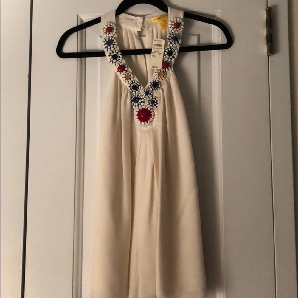 Catherine Malandrino Embellished Silk Tank (NWT)